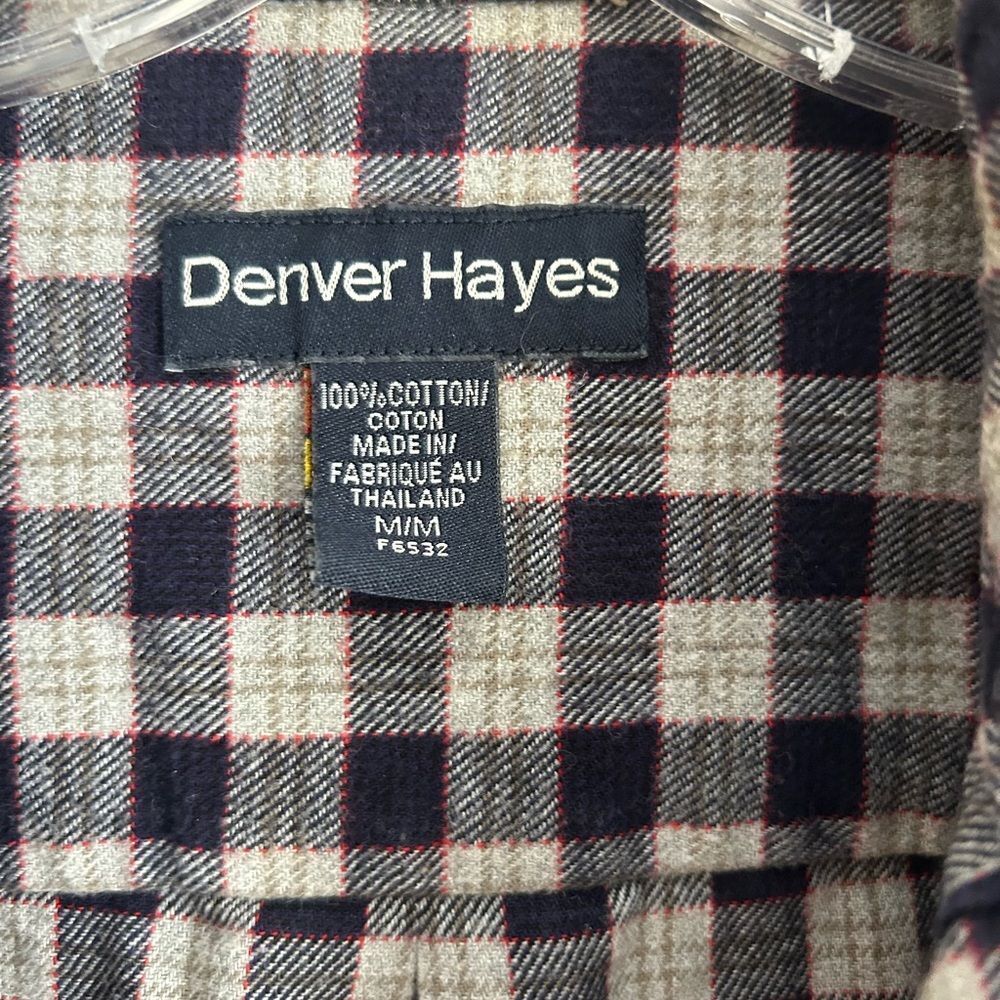 Denver Hayes Navy and White Plaid Flannel Shirt Medium - Picture 7 of 14